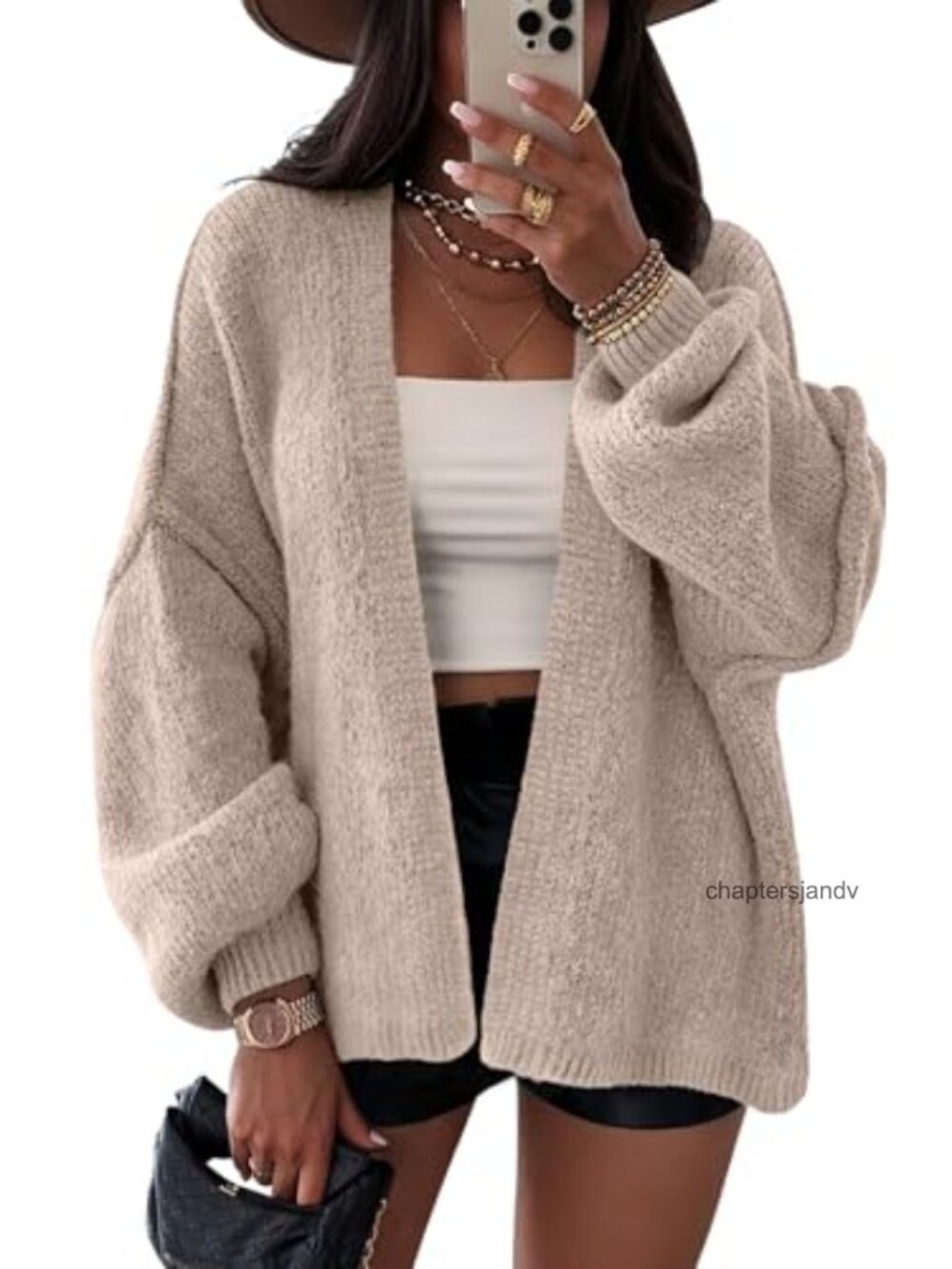 Chunky Oversized Long Lantern Sleeve Cardigan Sweater